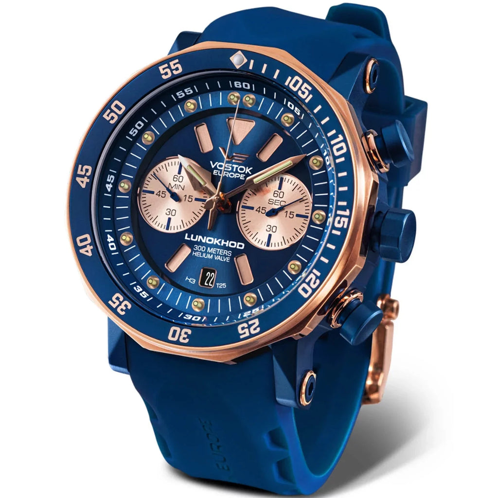 Rose Grand Chrono Lunokhod Blue 2 Gold Vostok-Europe