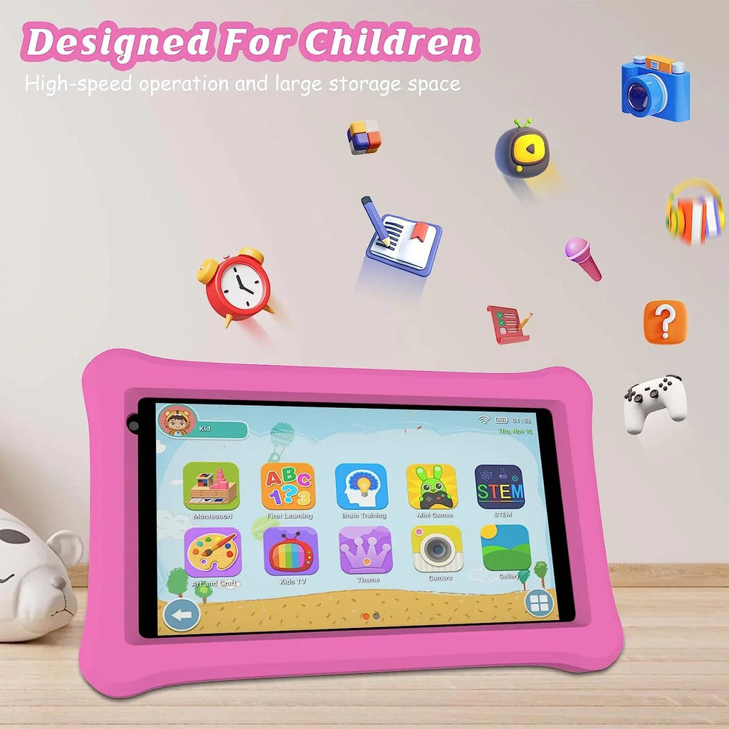 Case, Parental 32GB Tablets, Dual Toddler Tablet, for Learning Camera, Kids with RAM Control Tablet inch for WiFi, Androrid Tablet Tablet ROM 2GB Kids 11 Certificated, Google Bluetooth, 7
