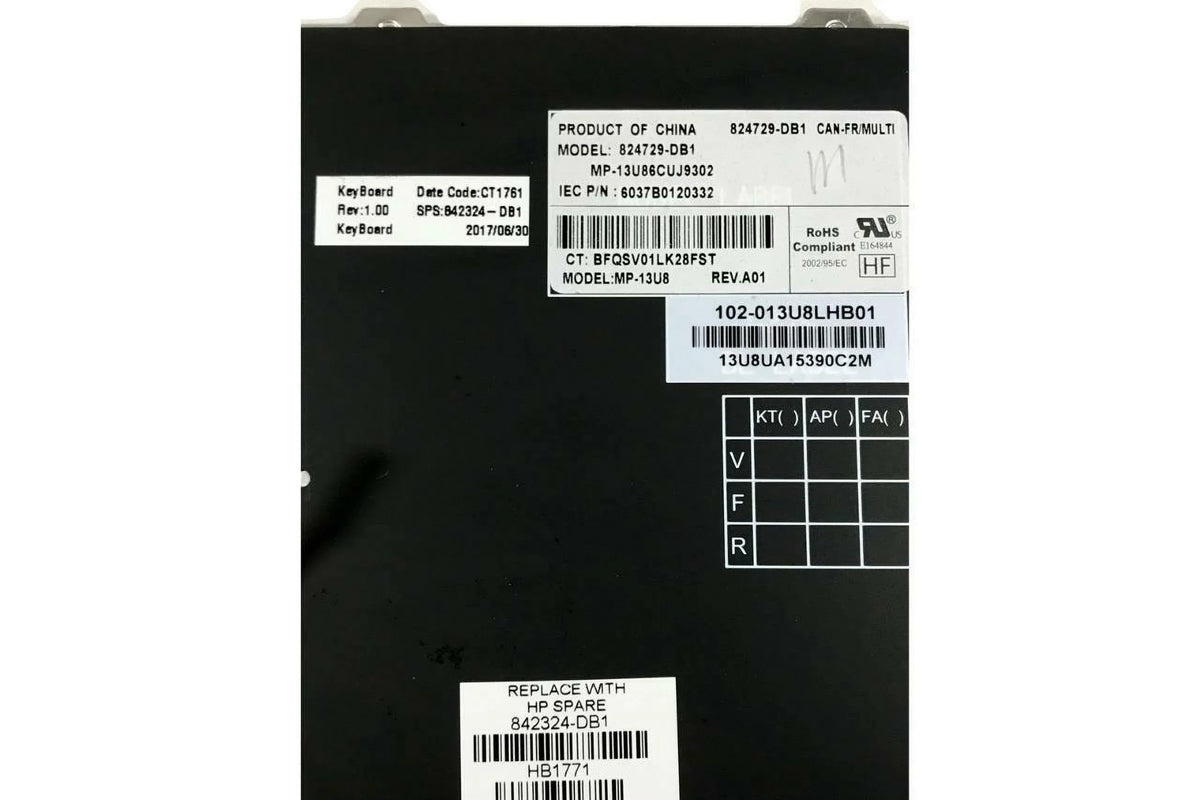 Silver New A HP - 804214-001 1020 Backlit Grade G1 Laptop Pre-Owned Keyboard Folio Like EliteBook