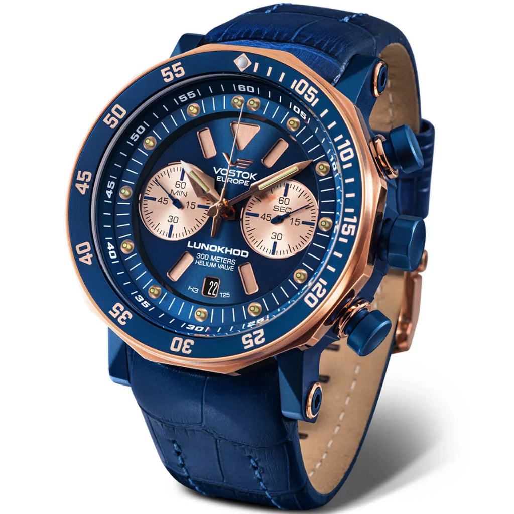 Rose Grand Chrono Lunokhod Blue 2 Gold Vostok-Europe