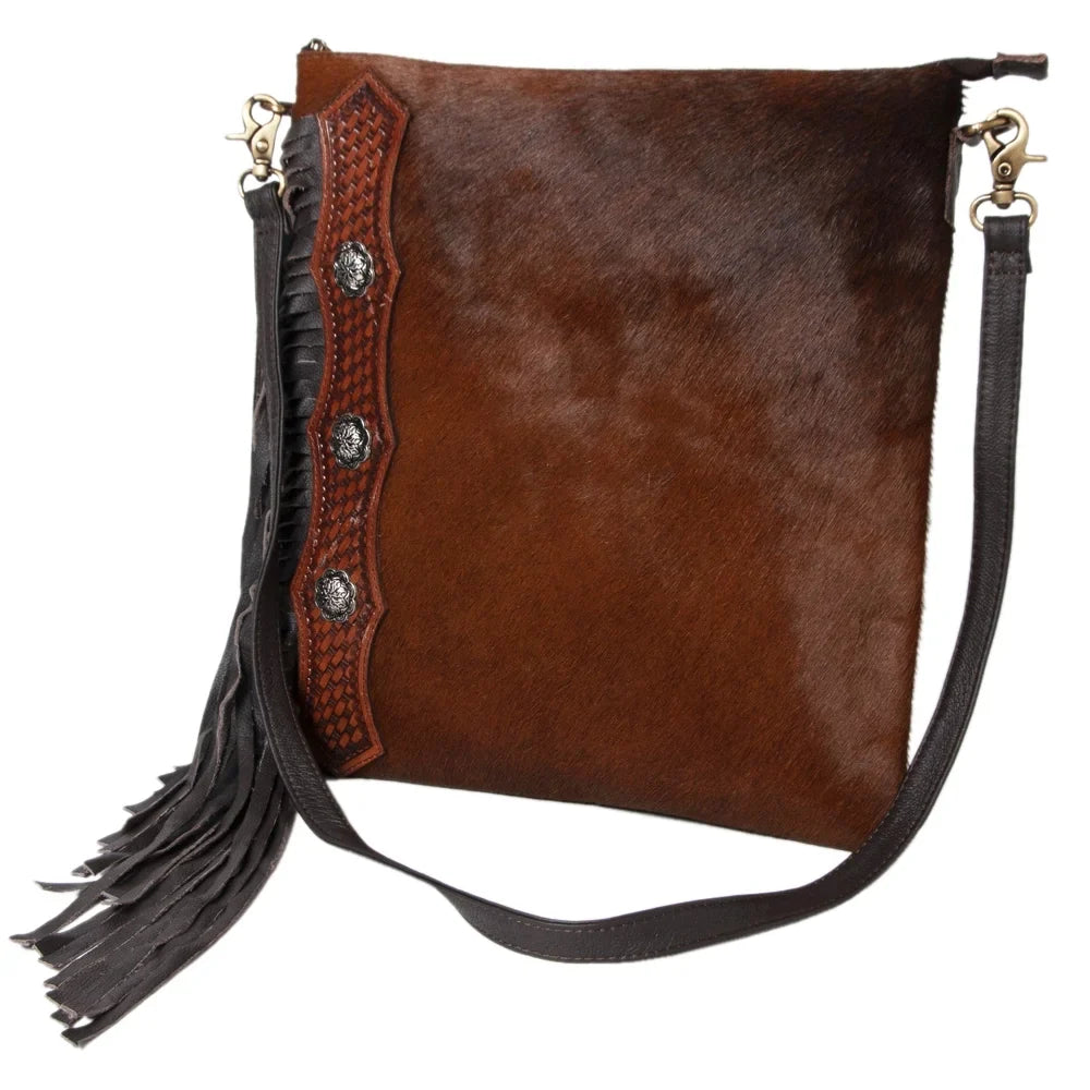 western KBK101 bag purse Hair-on handbag Tooled HOBO Genuine KB Leather women Hand OHLAY