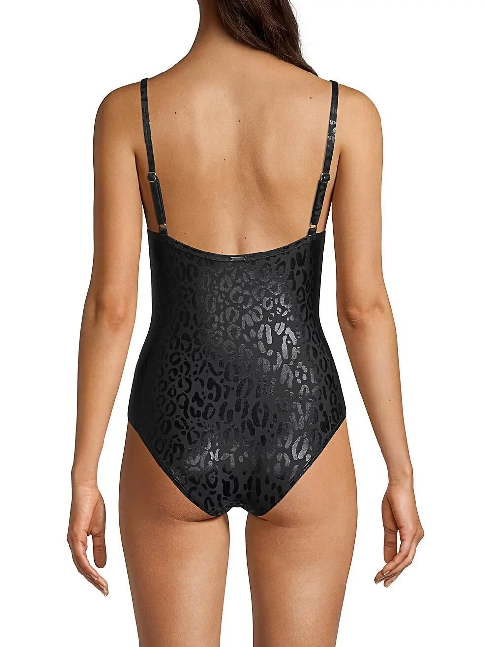 Leopard-Print DKNY One-Piece Swimsuit, Small BLACK US