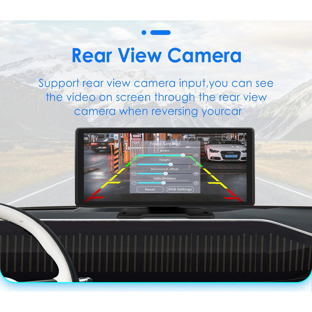 Bluetooth Apple Touchscreen FM 10.26" Car Mirror Unit Auto Player 360° Adjustable Radio Carplay Link Navigation Stereo GPS Android Head
