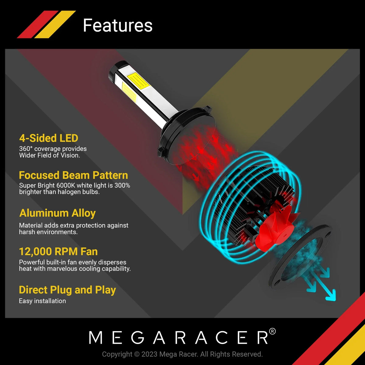 Fog Sided xDrive 13 Racer Light H8 60W 15 328i 14 328i 6000K 2016 2012 Mega BMW 10000LM Headlight LED Replacement 16 12 White xDrive Bulbs H9 2015 2011 11 H11 BMW 12V 4 Automotive 2013 Diamond 2014