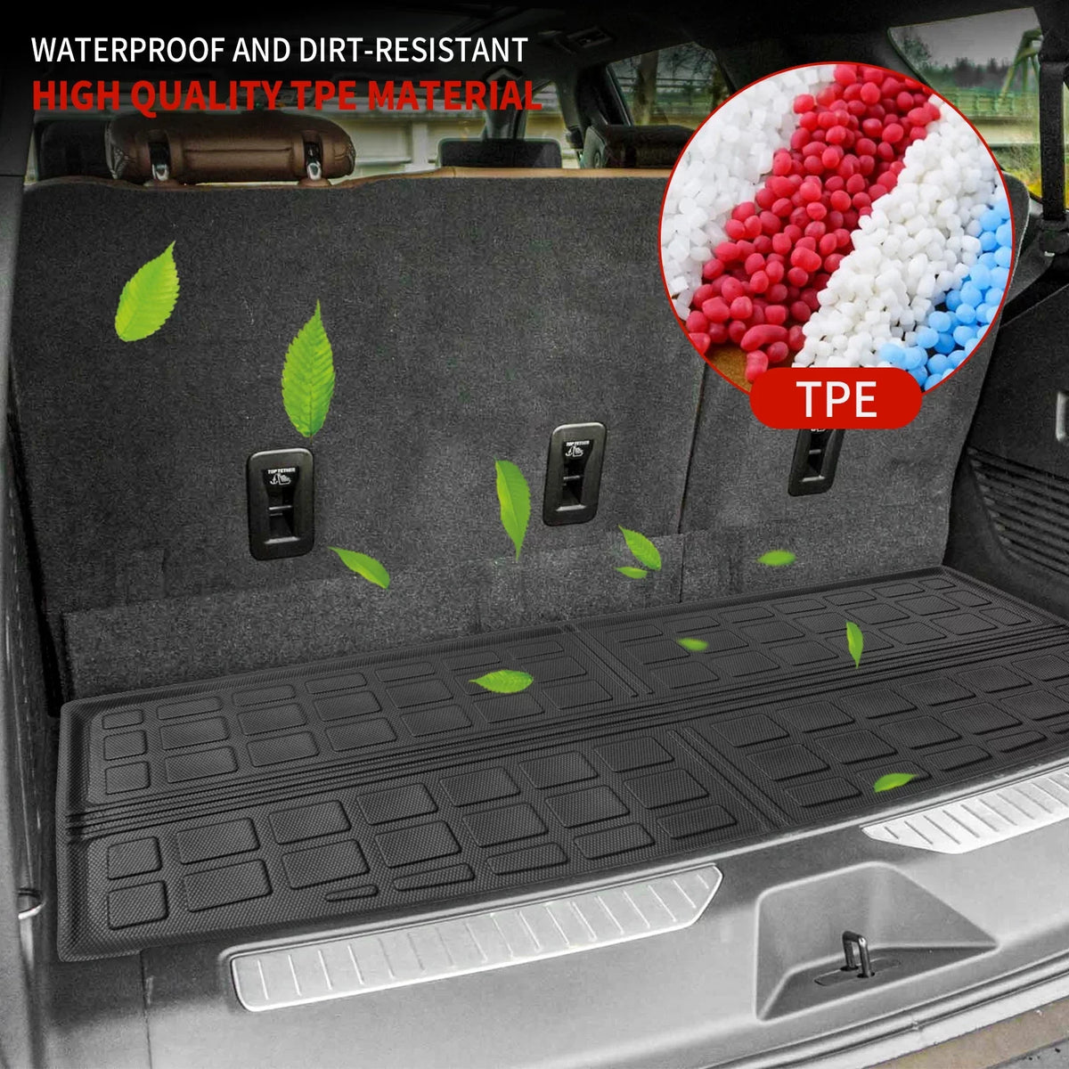 3rd Chevy Tahoe (Trunk 2021-2023 Fit Trunk Row Chevry Cargo Liner Cargo Weather TPE All Yukon Seats) 2022 Tahoe Liner Trunk Accessories GMC (Behind Mat The Mat) Mat