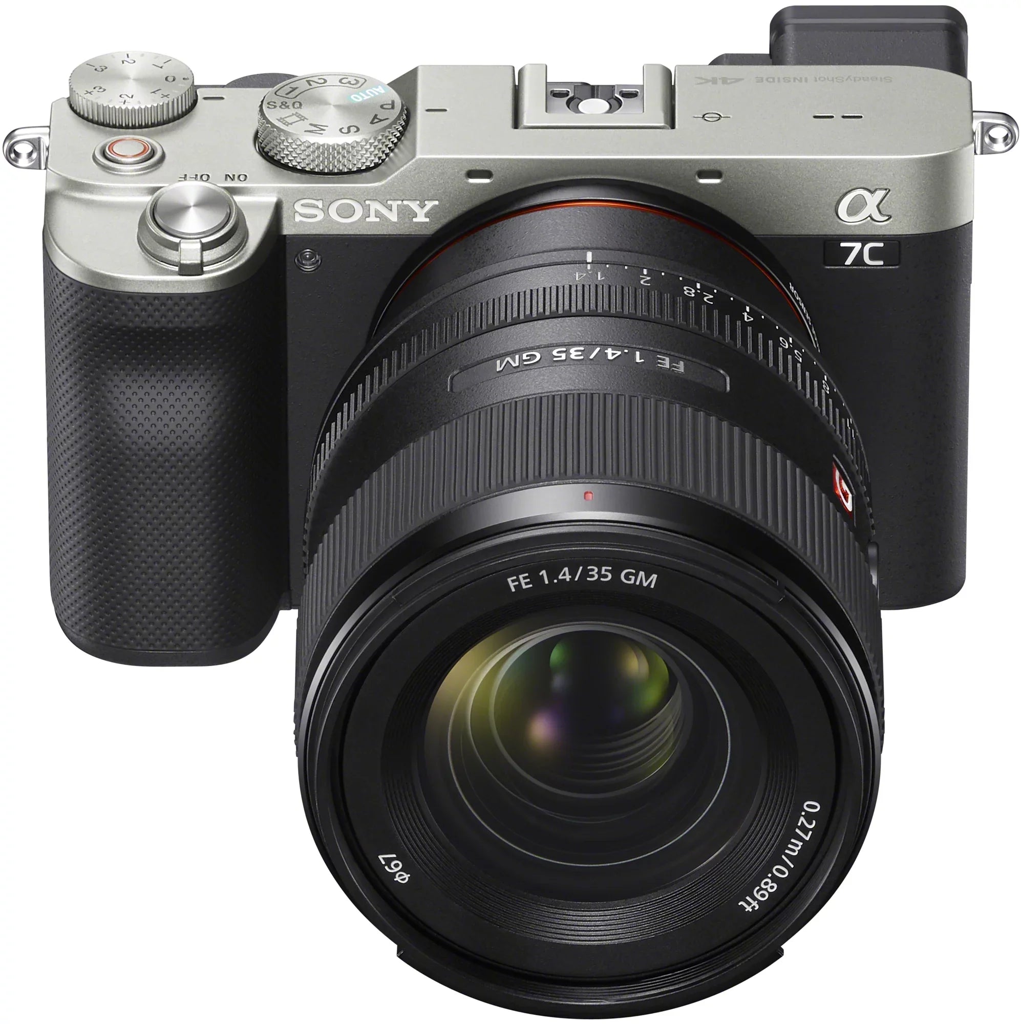 Silver F1.4 Master with and + Camera + Sony + Lens Monopod Deco Mirrorless FE a7C GM Photography Frame 35mm + ILCE7C/S Accessories LED Microphone G Bundle Sony Gear Case Body Backpack SEL35F14GM Full