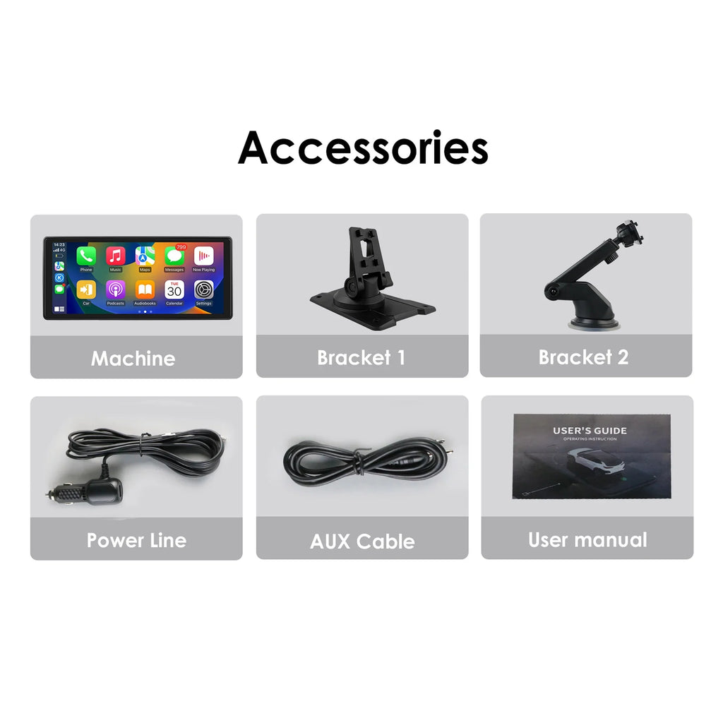Bluetooth Apple Touchscreen FM 10.26" Car Mirror Unit Auto Player 360° Adjustable Radio Carplay Link Navigation Stereo GPS Android Head