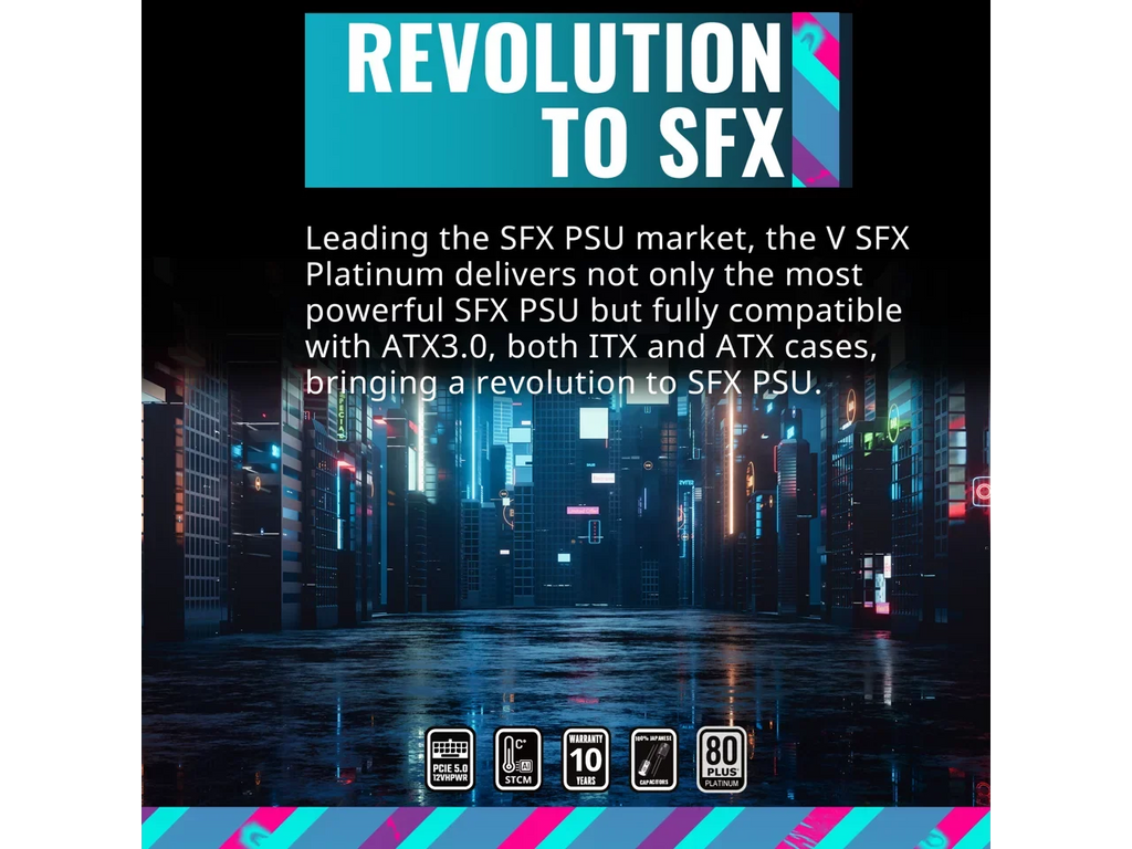 Factor SFX ATX3.0, Platinum 1100W Fully Form Bracket 80+ Efficiency, Fully ATX SFX Platinum Modular, Master Cooler V1100 SFX, (MPZ-B001-SFAP-BUS) Included,