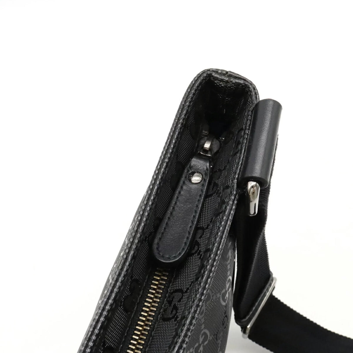 Pre-Owned GG GUCCI Imprime 201446 Leather Shoulder Gucci Bag Crossbody Black (Good)