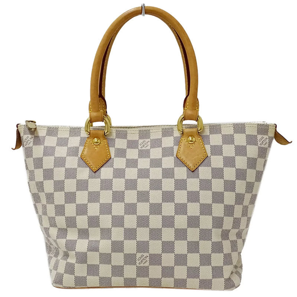 Bag Tote Vuitton VUITTON Azul Handbag PM Louis Saleya Damier N51186 LOUIS White Ladies Authenticated Gray Used