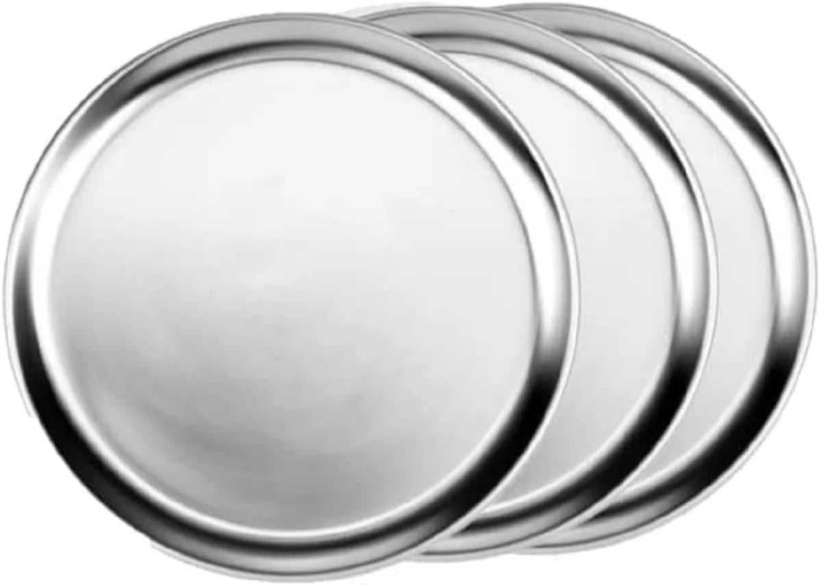 Tray Pan & for Set Rim- Pan Tray of Tray Round 3 Tray Pizza Pizzeria Pizza Baking Aluminum Restaurants Kitchen Home Bakeware 12” Pizza Round Wide TrueCraftware- Baking